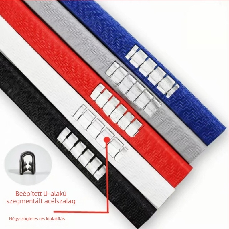 PVC ajtóvédő profil, U-alakú sáv, fekete, modell 0147, univerzális, 6 mm-től