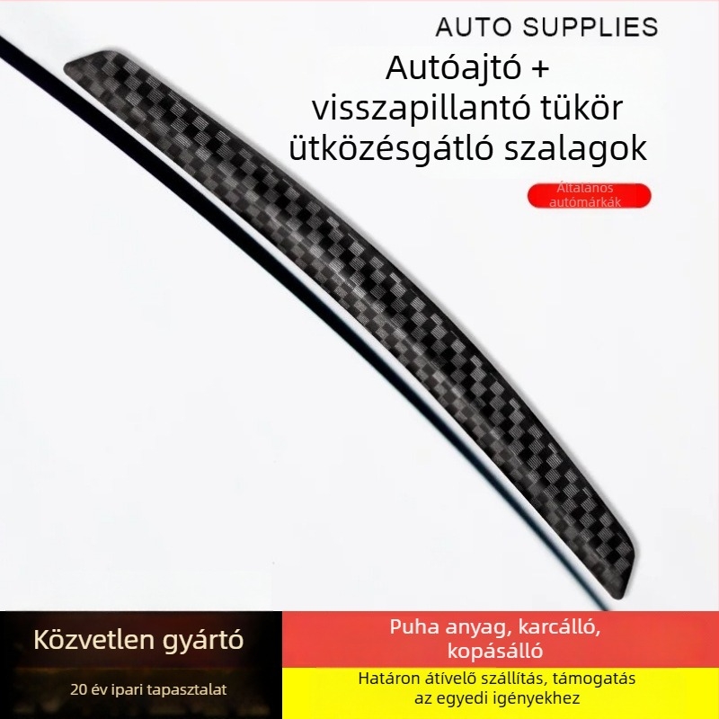 Ütközésgátló csík az autó ajtó élére és a visszapillantó tükrére – 4 darabos készlet, PVC, Modell DM-047, Márka JUSTAUTO/Jiantu, Univerzális