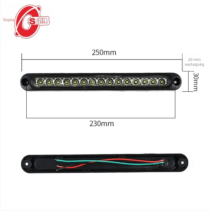 LED hátsó lámpa – 15 LED, Magas fék, 12/24V, Univerzális felszerelés