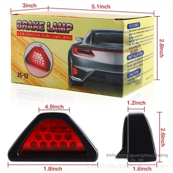 Autó és motorkerékpár LED hátsó ködfénye, F1 háromszög alakú tervezés, fényjelző villogó, hátsó pilótafény