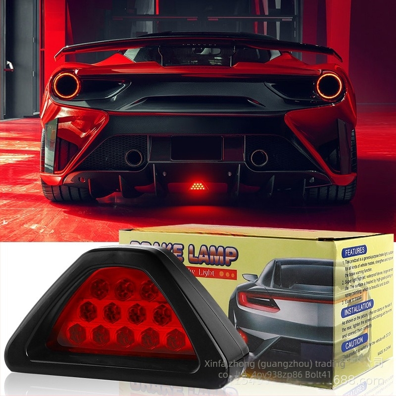 Autó és motorkerékpár LED hátsó ködfénye, F1 háromszög alakú tervezés, fényjelző villogó, hátsó pilótafény