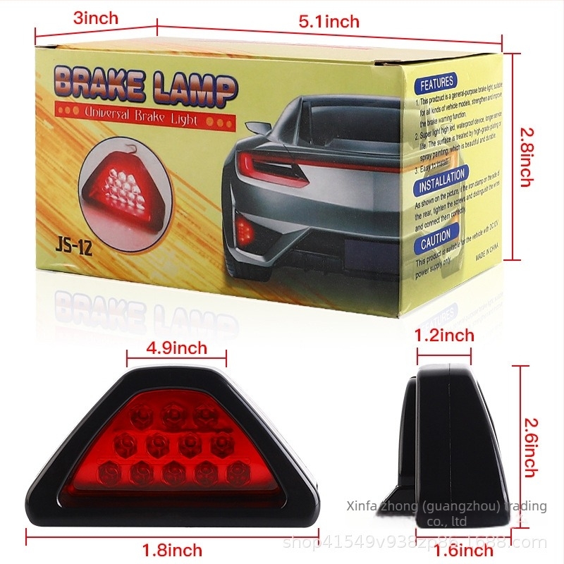 Autó és motorkerékpár LED hátsó ködfénye, F1 háromszög alakú tervezés, fényjelző villogó, hátsó pilótafény