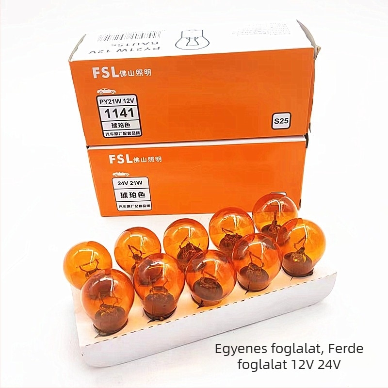 Foshan Lighting 12V/24V halogén féklámpa, üvegből, modell 1016, borostyán-fehér színben, autóhoz