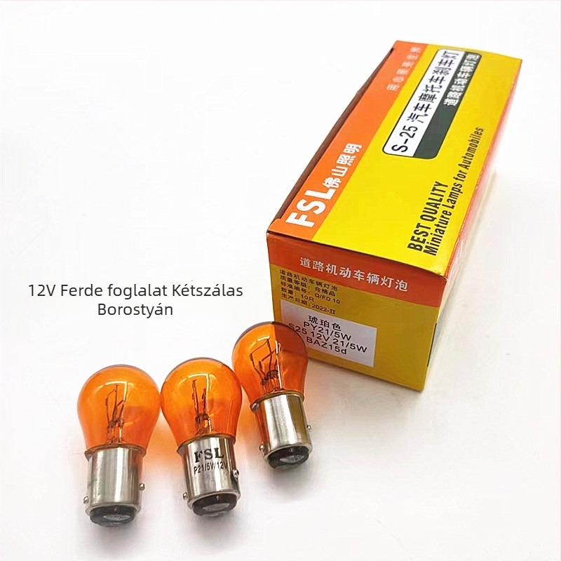 Foshan Lighting 12V/24V halogén féklámpa, üvegből, modell 1016, borostyán-fehér színben, autóhoz