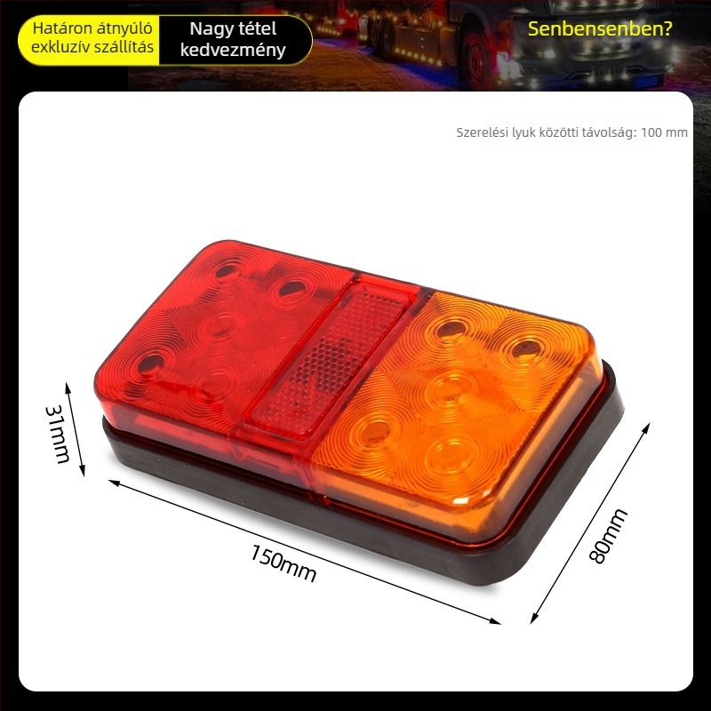 LED hátsó lámpa – 10 LED, 30W, 12–24V, 9800 lm, 30000 h