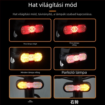Kerékpár távirányítós hátsó lámpa, irányjelzőkkel és kürtszerű figyelmeztetéssel (Type-C)