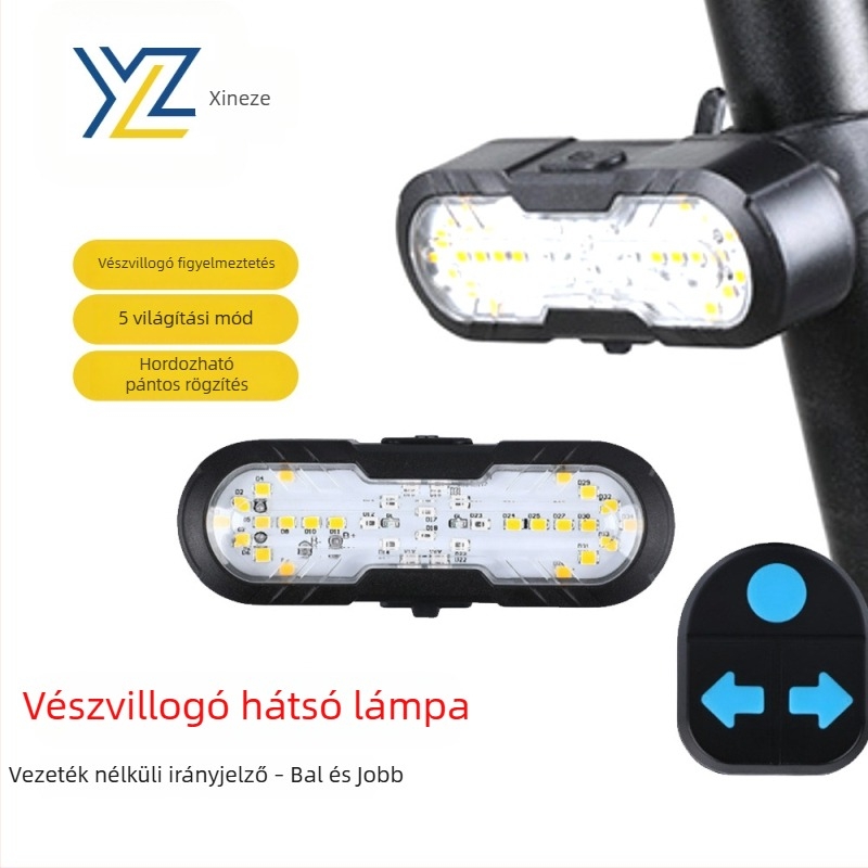 Kerékpár távirányítós hátsó lámpa, irányjelzőkkel és kürtszerű figyelmeztetéssel (Type-C)