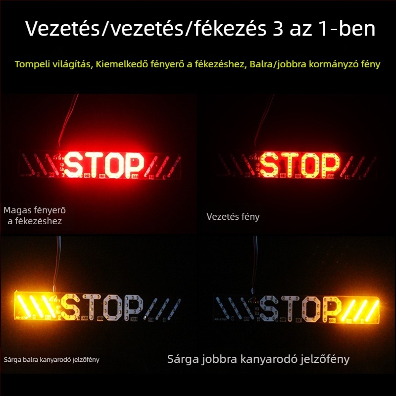 LED hátsó lámpa motorkerékpárhoz – fék, index és világítás a rendszámtábla számára; univerzális kompatibilitás; modell Stop; Zhiguangyang