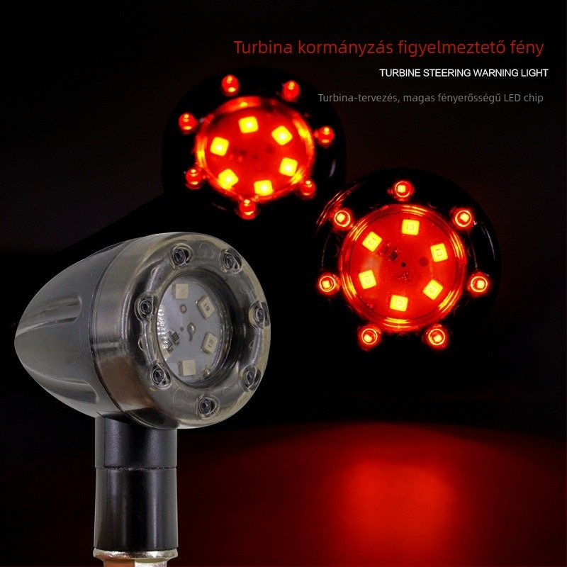 Harley-stílusú LED motorkerékpár irányjelző fék- és nappali fény funkcióval, 12V, 30W, univerzális kompatibilitás, modell 009