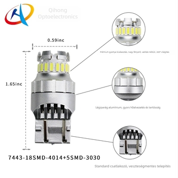 LED féklámpa autóhoz – modell T20 7443 W21/5W; 5W; 10-30V DC; színhőmérséklet 6000–7000K