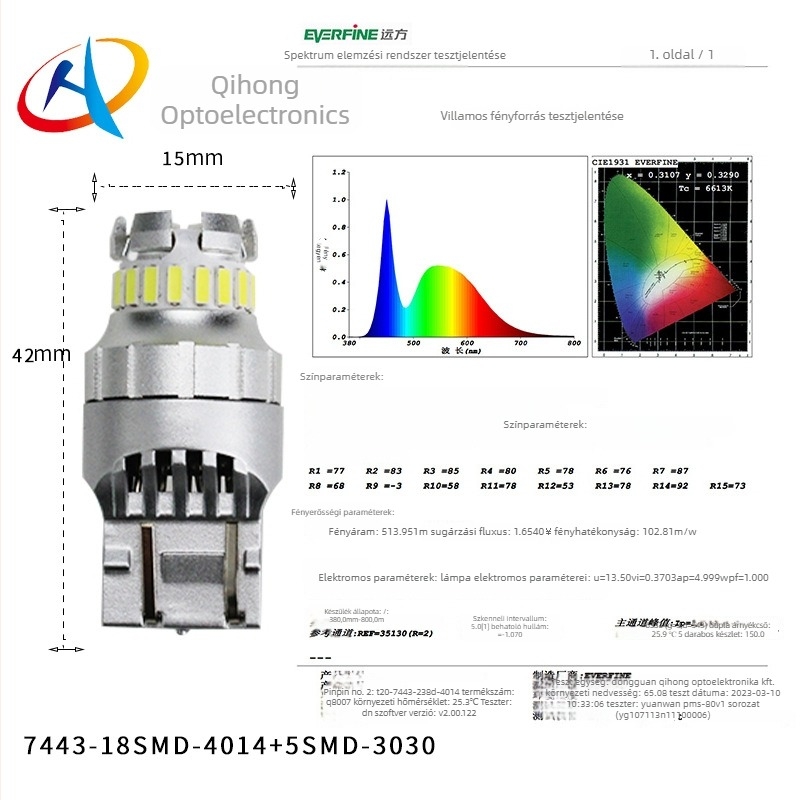 LED féklámpa autóhoz – modell T20 7443 W21/5W; 5W; 10-30V DC; színhőmérséklet 6000–7000K