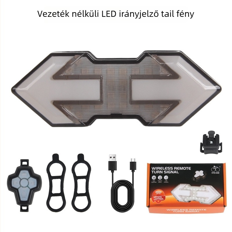 Kerékpár hátsó lámpa intelligens távirányítással, USB töltéssel, irányjelző és fék funkcióval éjszakai kerékpározáshoz