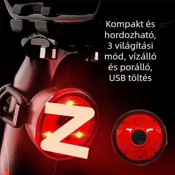 Éjszakai kerékpározáshoz hátsó lámpa – vízálló, újratölthető, hegyi kerékpárhoz figyelmeztető/féklámpa funkcióval