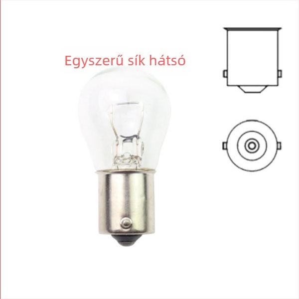 Halogén autó lámpa fék-, index- és hátrameneti fényhez; magas pozíciójú, kettős farok magas és alacsony csapokkal; egyenes farok lapos szögű foglalat; modell 1016; 12V; kompatibilis a 1141, 2410, 2412.