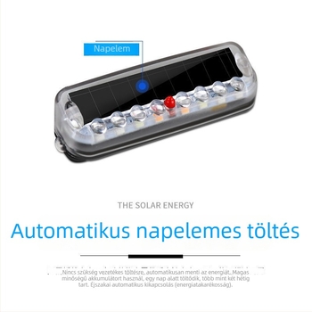 Napelemes LED hátsó lámpa motorkerékpárok és könnyű teherautók számára — hátrafelé ütközés elleni villanófény, vezetékek nélkül, nagy fényerejű fék- és figyelmeztető fény, 1W, 5V, 1A, 50 000 óra