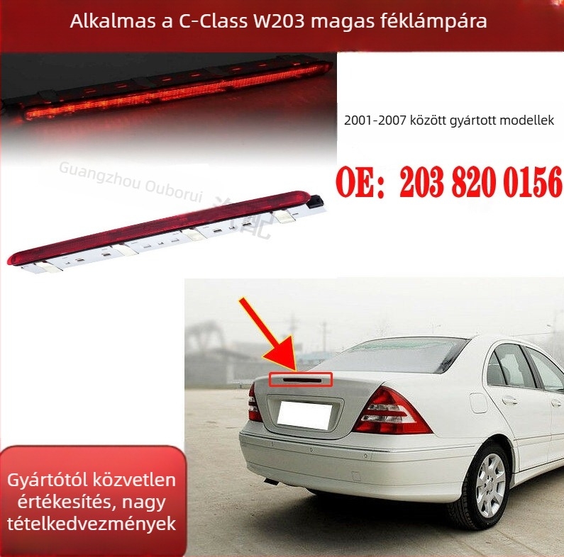 OBR Magas féklámpa Mercedes-Benz C-osztály W203‑hoz — Alkatrész-szám 2038200156, Kompatibil: W203