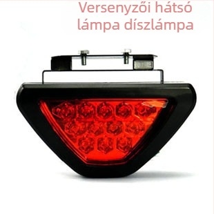LED háromszög hátsó lámpa motorkerékpárhoz figyelmeztető és villogó fény funkcióval, 12V, univerzális modell