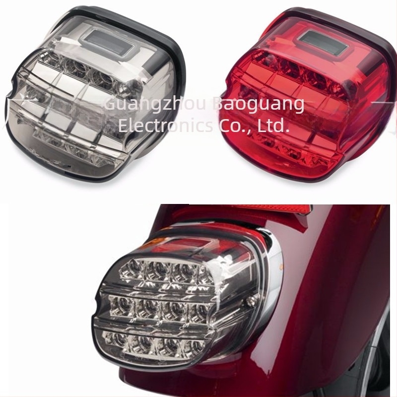 LED hátsó lámpa Harley-motorkerékpárhoz, BGW modell, 12V, műanyag ház