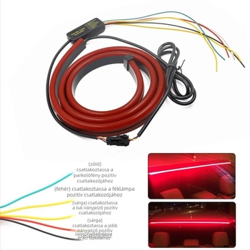 Autó LED hátsó fény folyamatos fénycsíkkal, villogó fékfénnyel, index és csomagtartó világítással