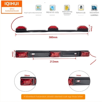 Magas féklámpa pickuphoz | hosszú LED-sáv, 12V