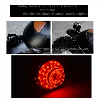 Motorkerékpár LED hátsó lámpa fémlencsével, 12V, kompatibilis Harley, Yamaha és Honda modellekkel