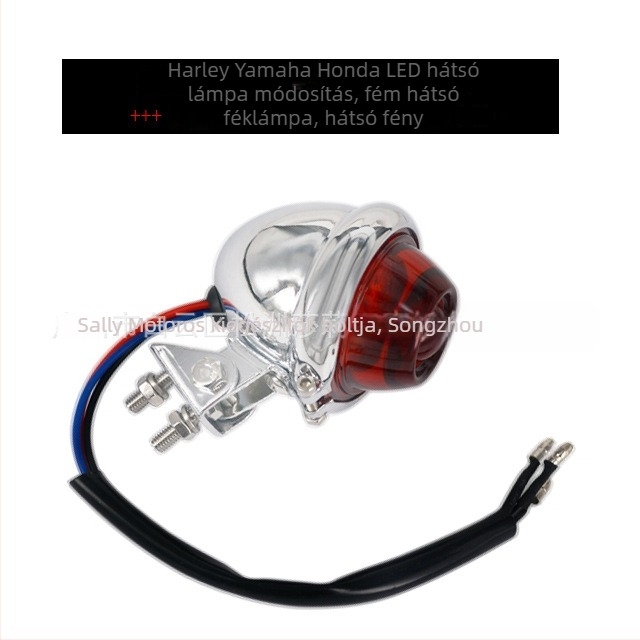 Motorkerékpár LED hátsó lámpa fémlencsével, 12V, kompatibilis Harley, Yamaha és Honda modellekkel