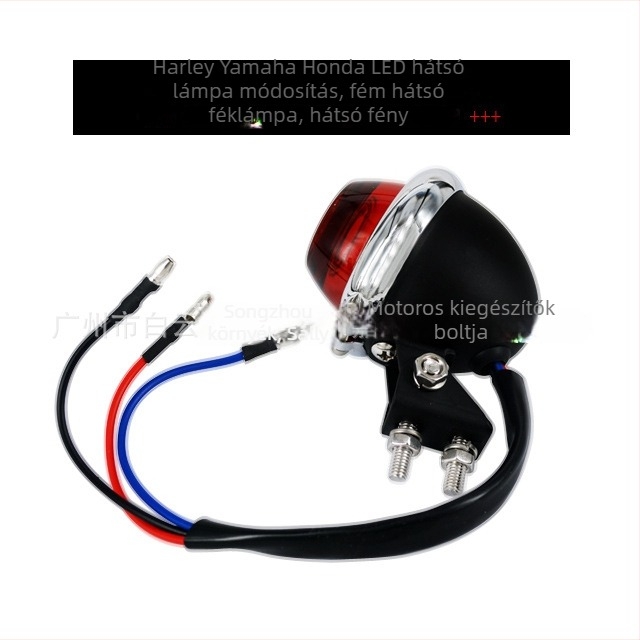 Motorkerékpár LED hátsó lámpa fémlencsével, 12V, kompatibilis Harley, Yamaha és Honda modellekkel