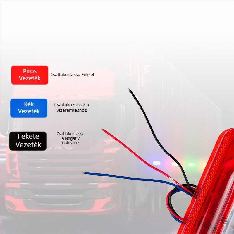 LED hátsó lámpa teherautókhoz, pótkocsikhoz és félpótkocsikhoz – 12-24V, műanyag