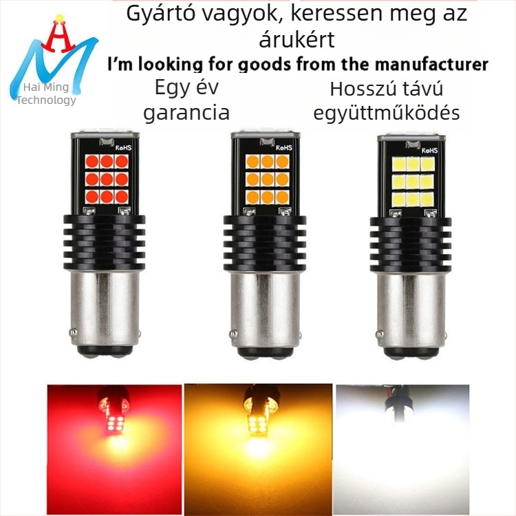 Autó LED fék- és irányjelző lámpa, nagy fényerő, 24SMD 3030 LED-ek, T20, tolató fény