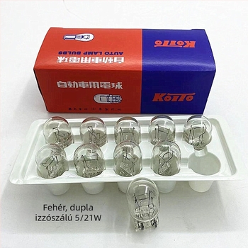 T20 autóhátsó világítási izzó, 12V, monofilament és dupla filament, index- és helyzetlámpa, 5/21W