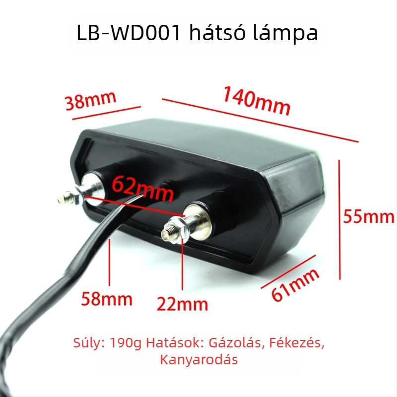 Motorkerékpár hátsó lámpa LB-WD001, LED fényvezető, 12V DC, 4W