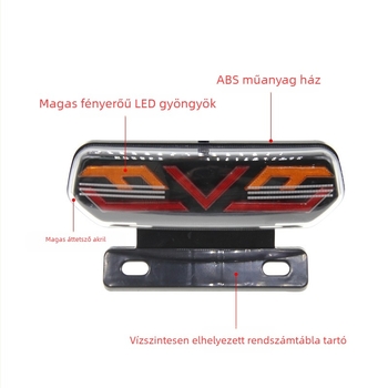 F-típusú hátsó lámpa 12V-os elektromos járművekhez, LED, tartóval – ABS műanyag