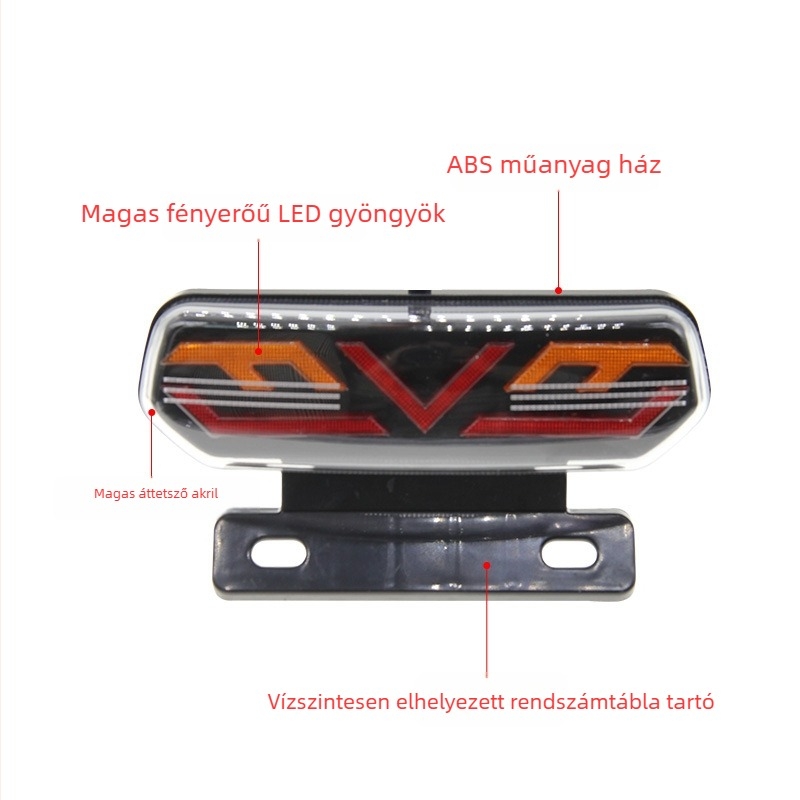 F-típusú hátsó lámpa 12V-os elektromos járművekhez, LED, tartóval – ABS műanyag