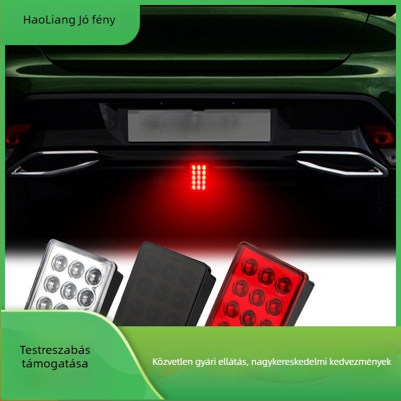 Autó- és motorkerékpár LED hátsó lámpa, négyzet alakú, 15 LED, 5W, 12V, 2835 LED, élettartam 30 000 óra