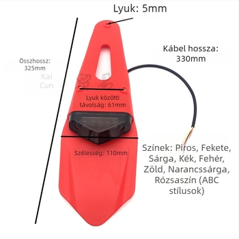 Off-road motorkerékpár hátsó lámpája sárvédővel — LED féklámpa és rendszámtábla világítás (Márka: Kainan; Anyag: Műanyag)