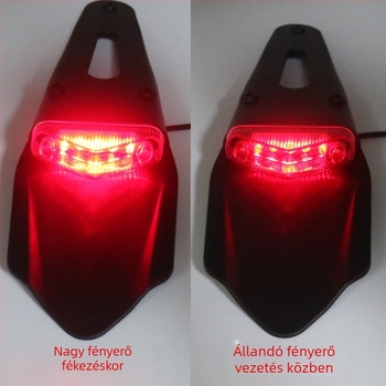 Off-road motorkerékpár hátsó lámpája sárvédővel — LED féklámpa és rendszámtábla világítás (Márka: Kainan; Anyag: Műanyag)