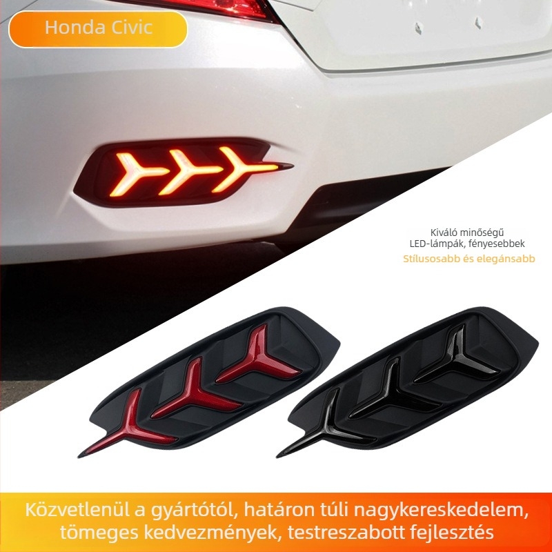 Honda Civic X (2016-2021) hátsó LED lámpák halszálka forma, COB LED, ABS ház, 12V