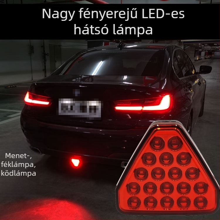 Általános LED hátsó lámpa autóhoz, nagy fényerő, háromszög alakú pilótalámpa a hátsó részen, villogó, cruising és féklámpa