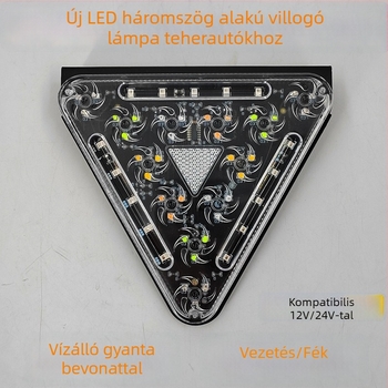 12V/24V univerzális LED háromszög fény teherautókhoz, színes, rendkívül fényes riasztó fény