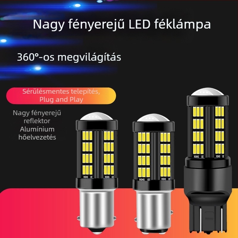 Autó LED fény: fék-, tolató- és kanyarjelző fény, 1157-4014-66SMD, 12-20V, 700 lm, 6000–6500 K