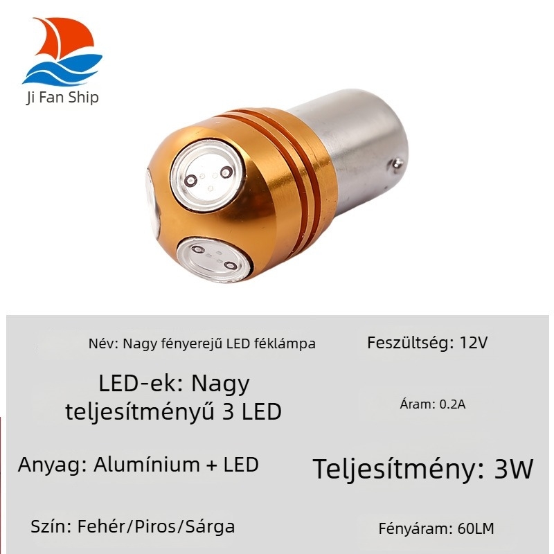 LED irányjelző és tolató lámpa autókhoz és motorokhoz, 1156 Ba15S, 3SMD, P21W/PY21W, nagy fényerő