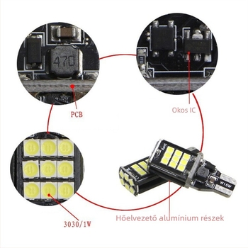 Autó LED fékvilágítás 24×3030 SMD-vel, 12V, 10W, kompatibil 1156/1157/7443/7440/3156/3157
