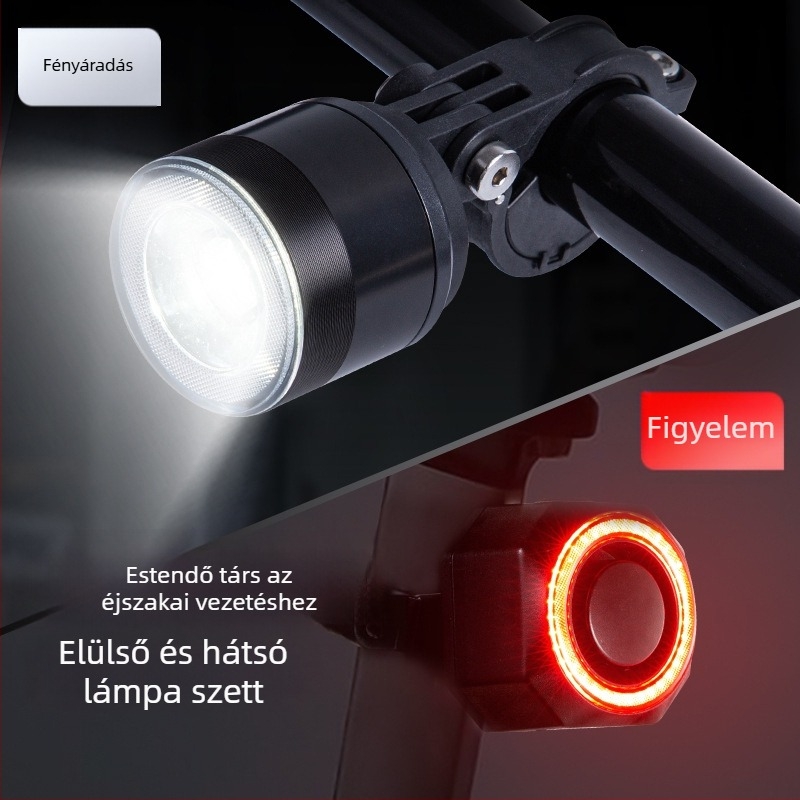 Kerékpár első és hátsó világítási készlet intelligens szenzorral, fékfény, vezeték nélküli távirányító, USB-C töltés