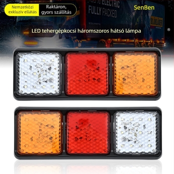 LED hátsó lámpa utánfutókhoz, három lámpa hátul, 12–24V, 3500 lm, fényforrás LED