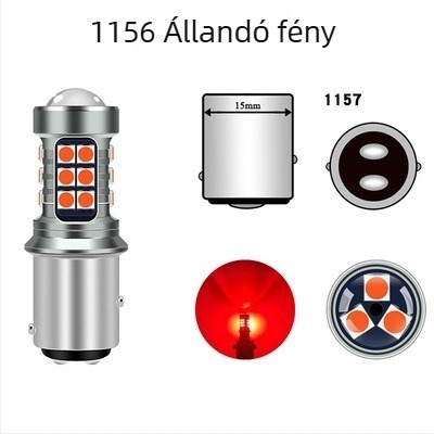 LED fék- és hátsó fény 12–24V-os járművekhez, kompatibilis 1156/1157/7440/7743, 3030SMD, 1620 lm, 6000–8000 K, villogó