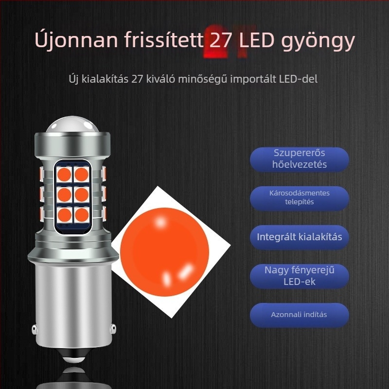 LED fék- és hátsó fény 12–24V-os járművekhez, kompatibilis 1156/1157/7440/7743, 3030SMD, 1620 lm, 6000–8000 K, villogó