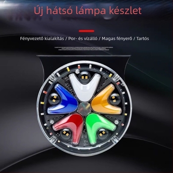 LED hátsó lámpa teherautóhoz, 24V, vízálló, fényvezető, több színű villogó fény a fékhez és ködlámpához