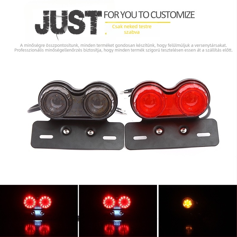 Motorkerékpár LED hátsó lámpa, vízálló, 12V, 5W, 0,2A, élettartam 100000 óra, féklámpa és indexlámpa