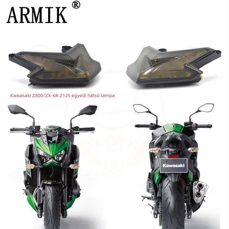 DW-002 ABS 12V LED motorkerékpár hátsó lámpa integrált irányjelzővel és féklámpával, kompatibilis Kawasaki Z800/Z125/ZX6R