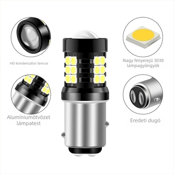 Autó LED féklámpa és hátrameneti fény, 3030 SMD, 21 LED, T15 modell, 12–24V, 6000K